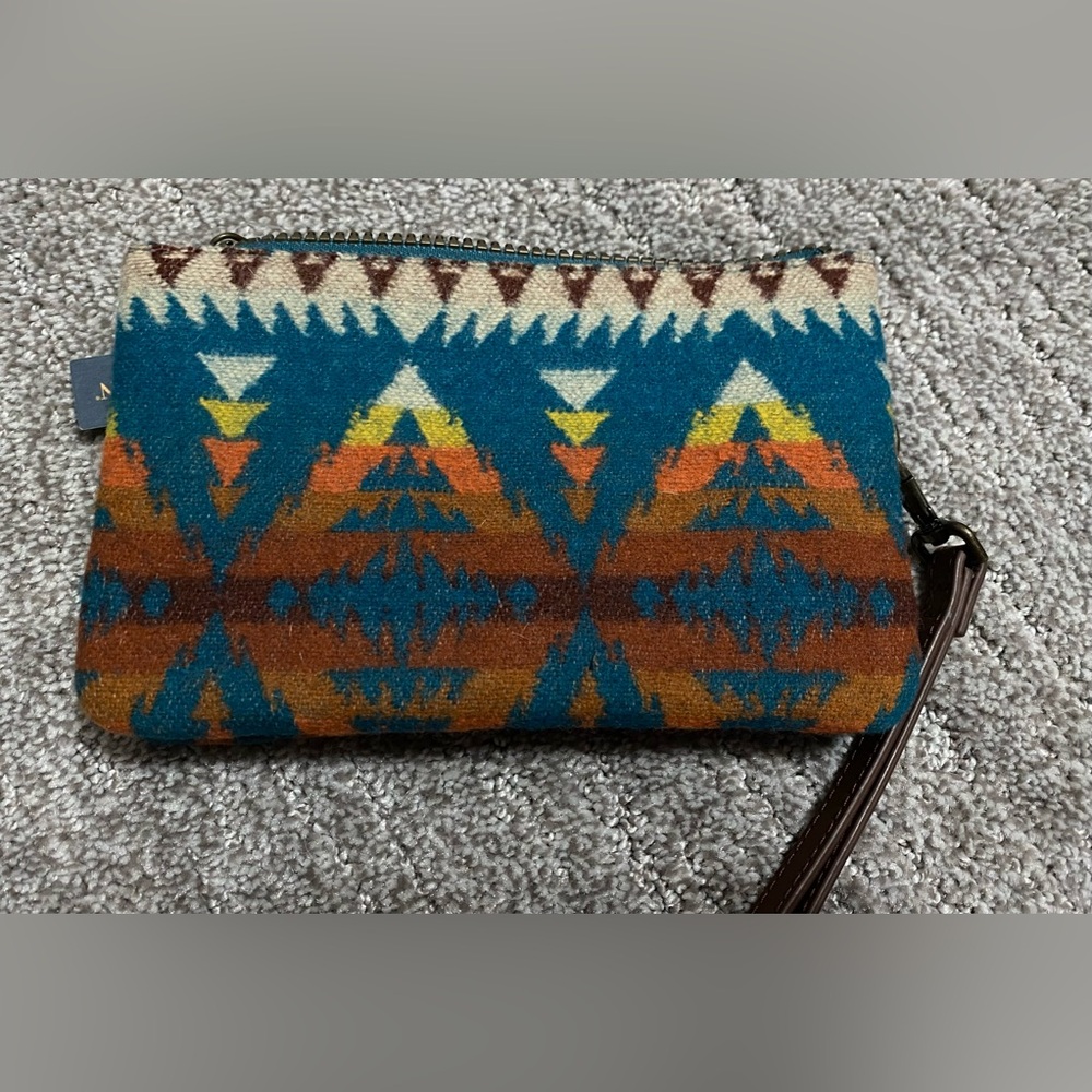 Pendleton Wallet Women Three Pocket Keeper Purse Wool Aztec Print - Picture 3 of 4
